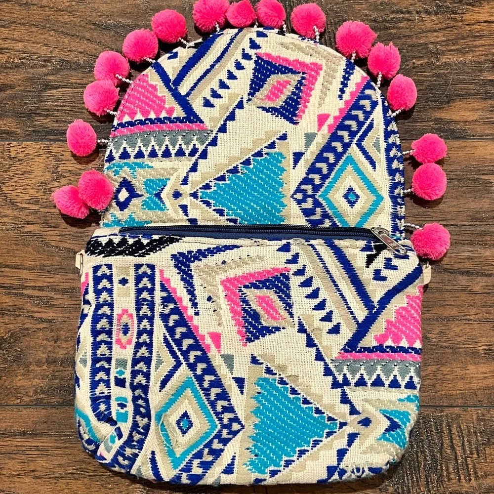 Embroidered Pom Pom Clutch 💕💙 - Picture 4 of 7